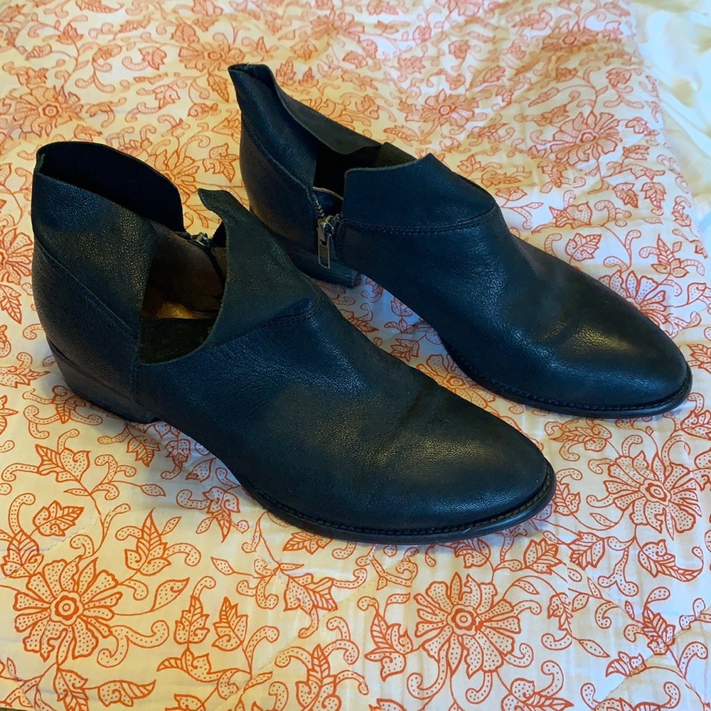 Black leather booties